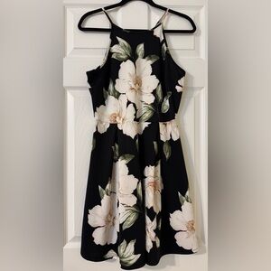 Monteau Magnolia Floral Black and White Dress